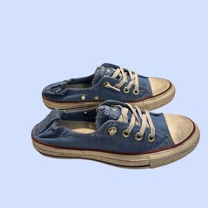Converse Blue Canvas Slip-On Sneakers with Vulcanized Sole